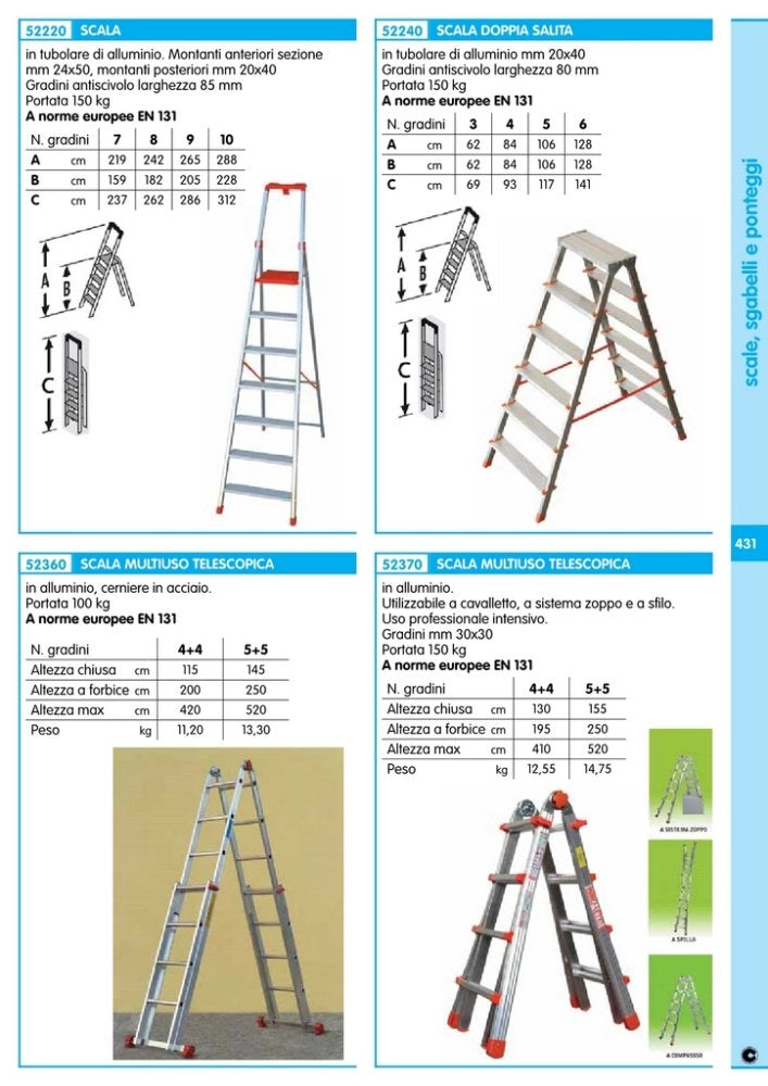 1pz scala alluminio multiuso 4+4 gradini 4,10 m cod:ferx.57214