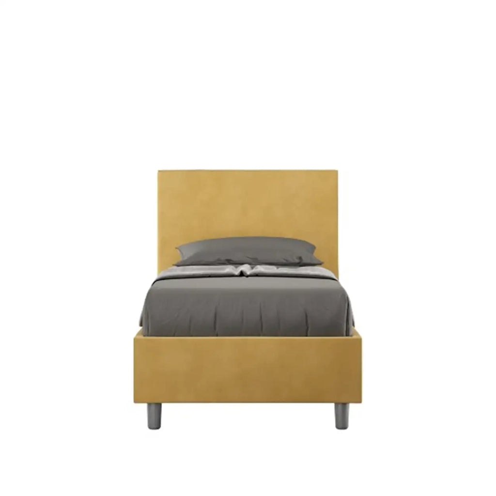 Letto singolo senza rete imbottito 80x210 microfibra ocra Adele