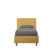 Letto singolo senza rete imbottito 80x210 microfibra ocra Adele