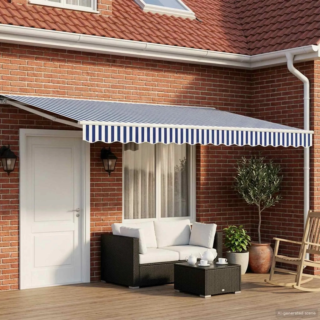 Tenda retrattile manuale Blu e Bianco 4,5 × 3 m 3420287
