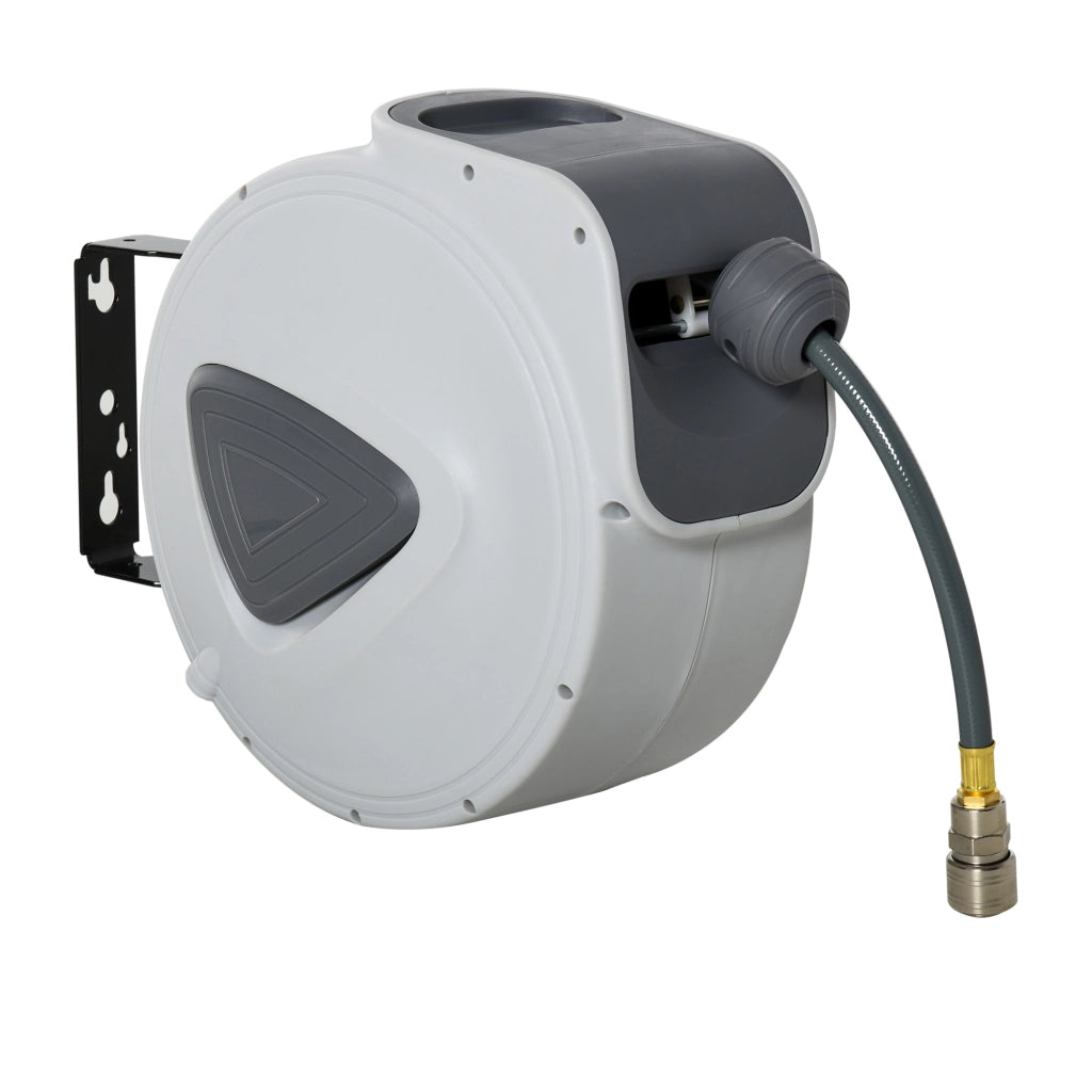 Avvolgitubo Automatico con Attacco Ø1/4'' Pressione Max 24 Bar Montaggio a Parete e Ruotabile di 180° in PP Grigio