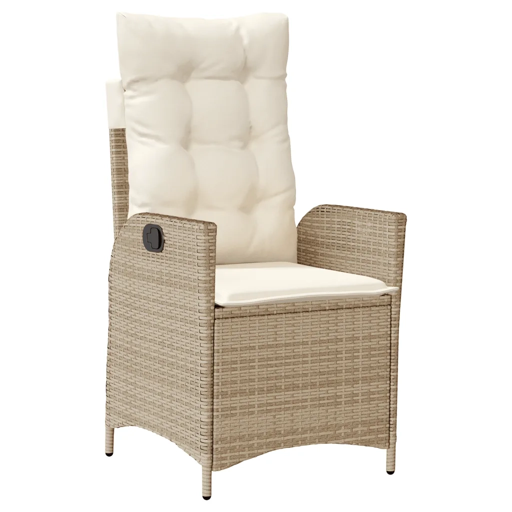 Set da Pranzo da Giardino 7 pz con Cuscini Beige in Polyrattan 3213145