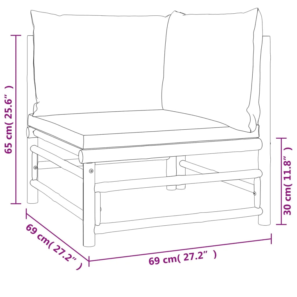 Set Salotto da Giardino 6pz con Cuscini Grigio Chiaro Bambù 3155079