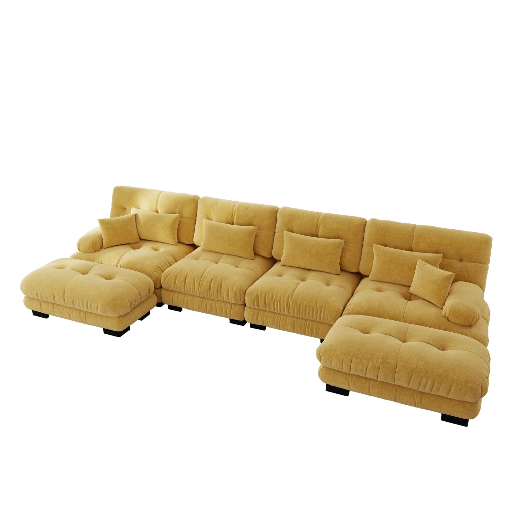 Divano Angolare Modulare U ¨C Xylo ¨C 4 Posti, con Pouf, Giallo