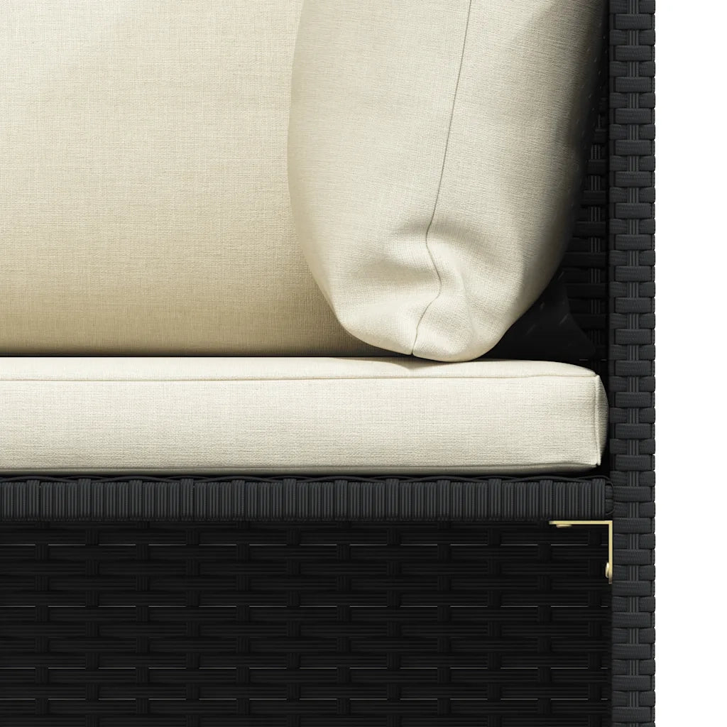 Divano ad Angolo Modulare con Cuscini in Polyrattan Nero 313507