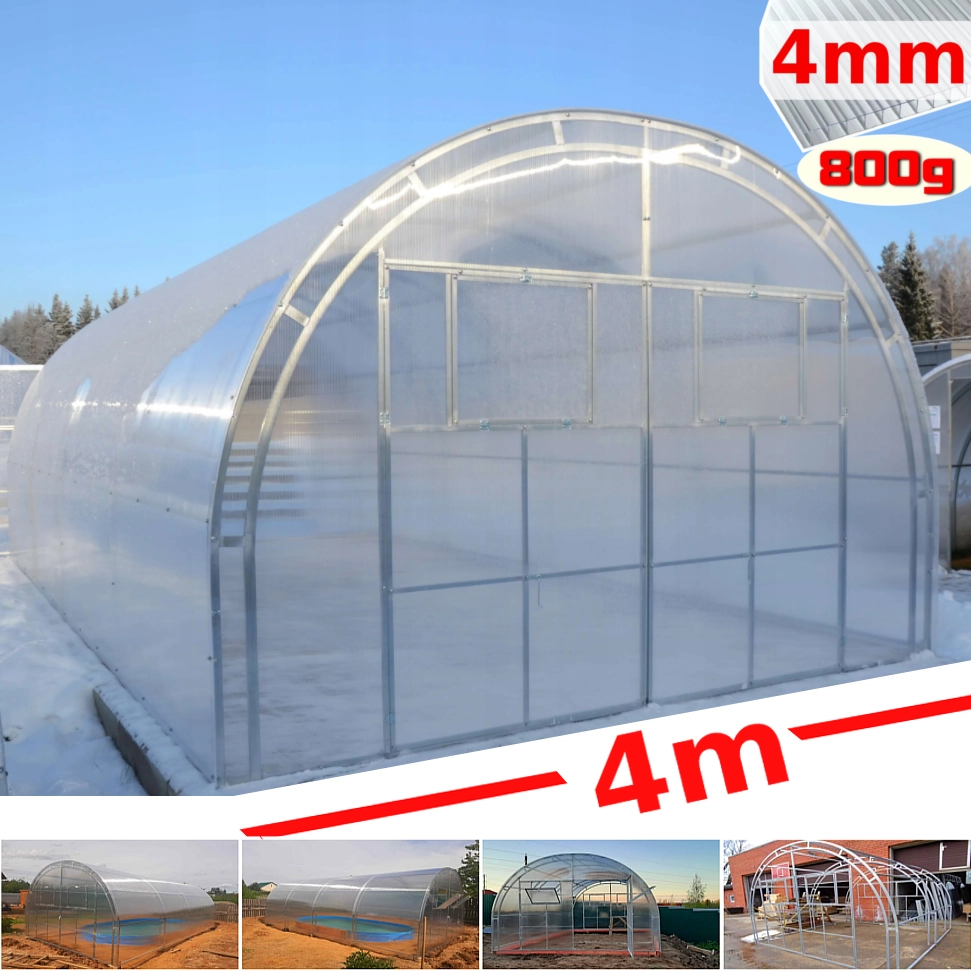 Serra Master 4x12m con copertura policarbonato alveolare 4mm