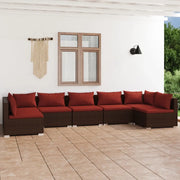 Set Divani da Giardino 7 pz con Cuscini in Polyrattan Marrone 3101891