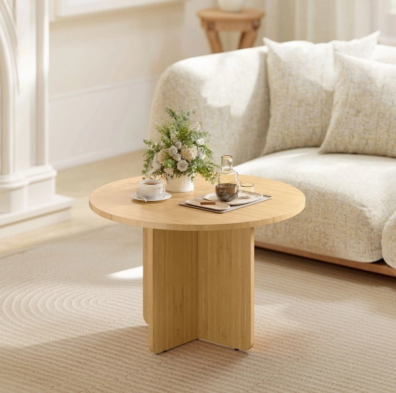 TAVOLO CAFFÈ Rotondo 66x66x45 cm Bambù Naturale