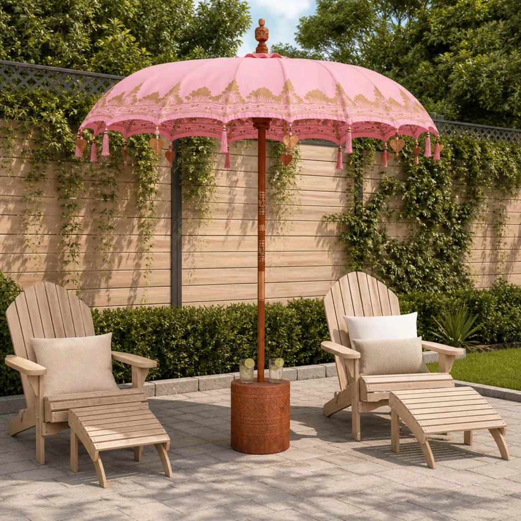 Ombrello balinese con base Rosa e Marrone Ø 180-190 cm 3433028