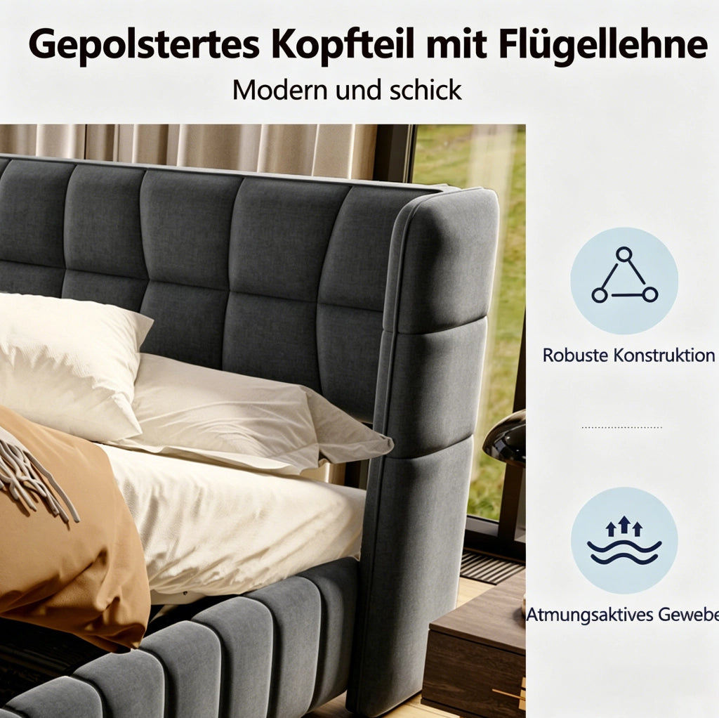 Letto matrimoniale contenitore 180x200 cm grigio