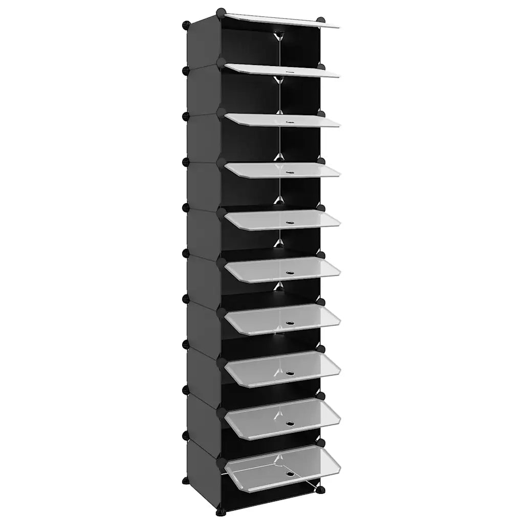Scarpiera-Scaffale per scarpe Nera 44x32x174 cm in PP