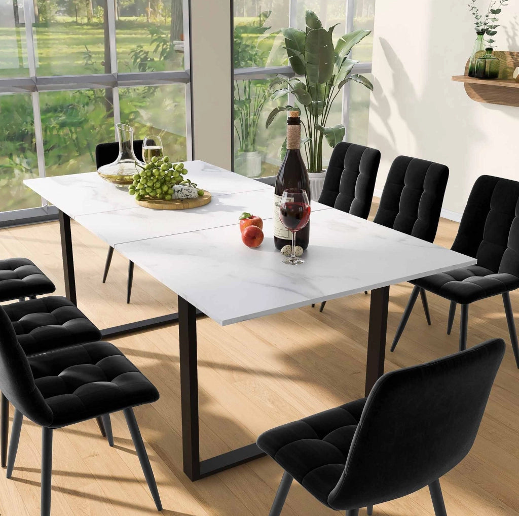 Set tavolo da pranzo allungabile con sedie imbottite