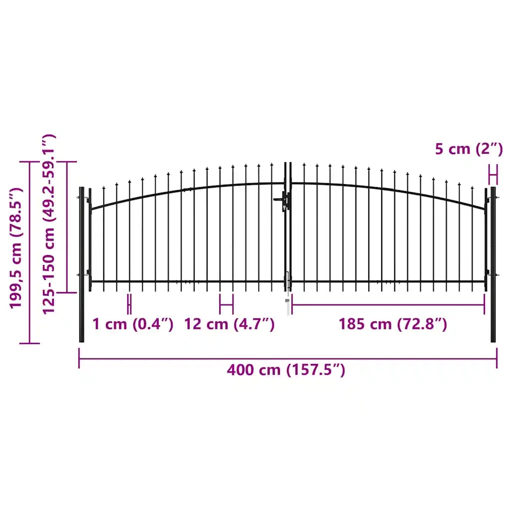 Cancello per recinzione 2 ante Woerden punta lancia 400x199,5cm 145740