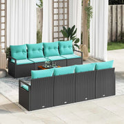Set Divano da Giardino con cuscino 9 pcs Nero polyrattan 3347683