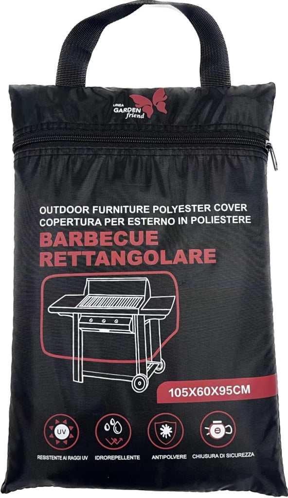 Copertura Protettiva 105X60X95 Cmper Barbecue Rettangolare Resistente all'Acqua e Raggi UV colore nero C2438108
