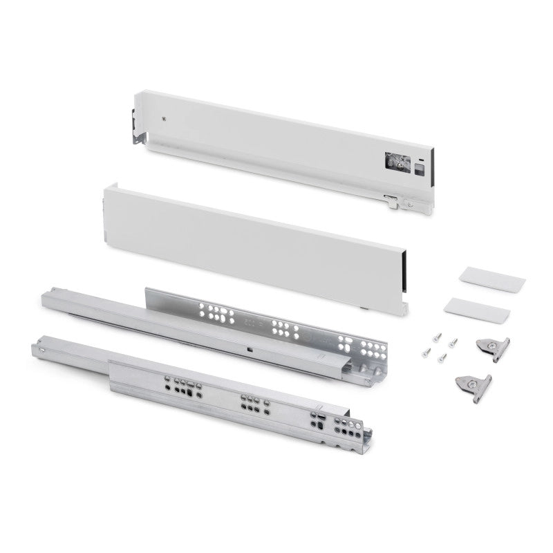 Cassetto esterno Vertex con regolazione 3D altezza 93mm, 40kg, profondità 300mm, Acciaio, Verniciato alluminio