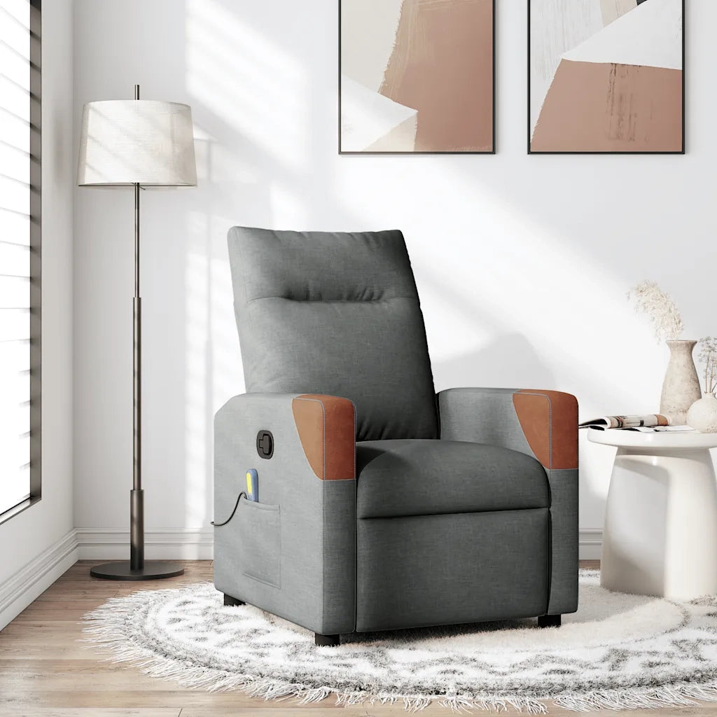 Poltrona reclinabile massaggiante in tessuto grigio scuro 4104818