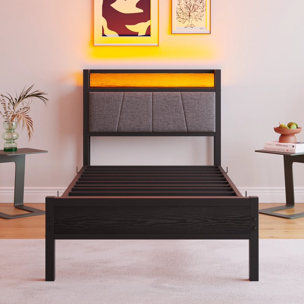 letto in mdf e metallo nero 90 x 200 cm