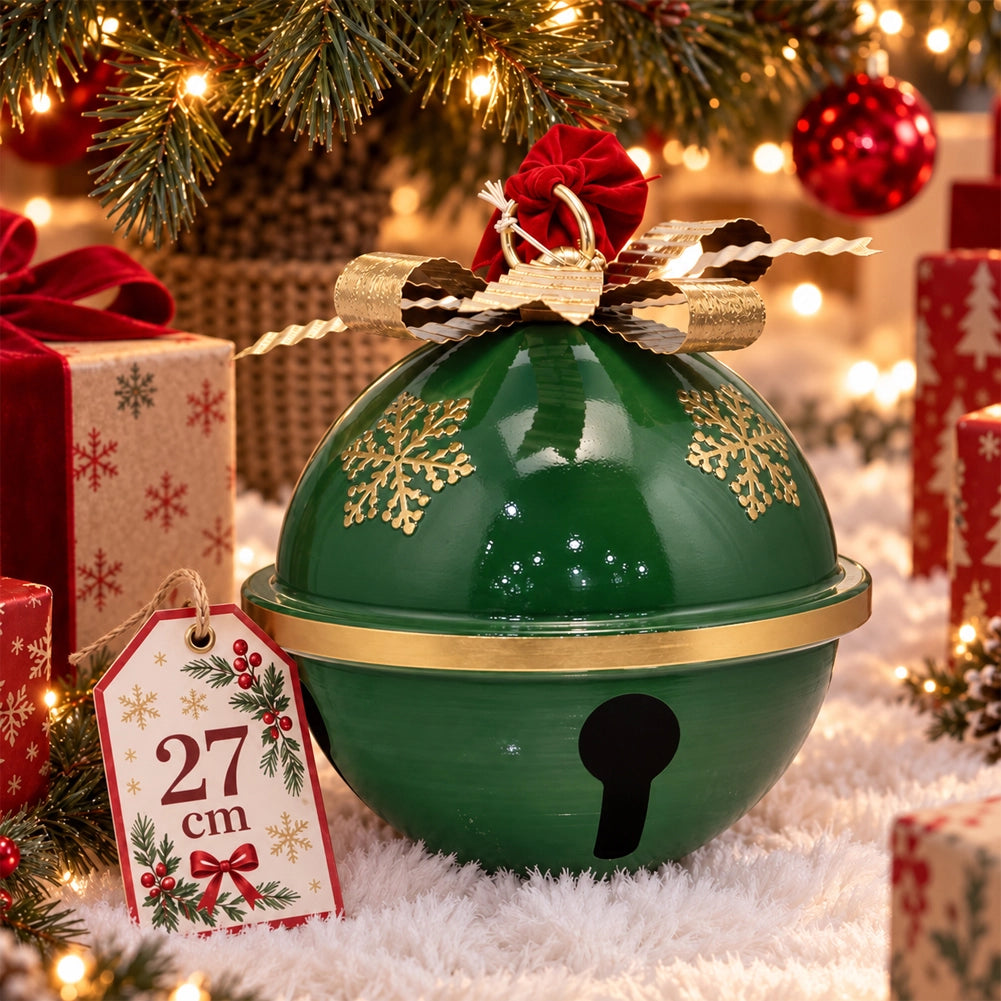 Campana in Metallo 27 cm Verde Decorazione di Natale Natalizio Esterno Interno