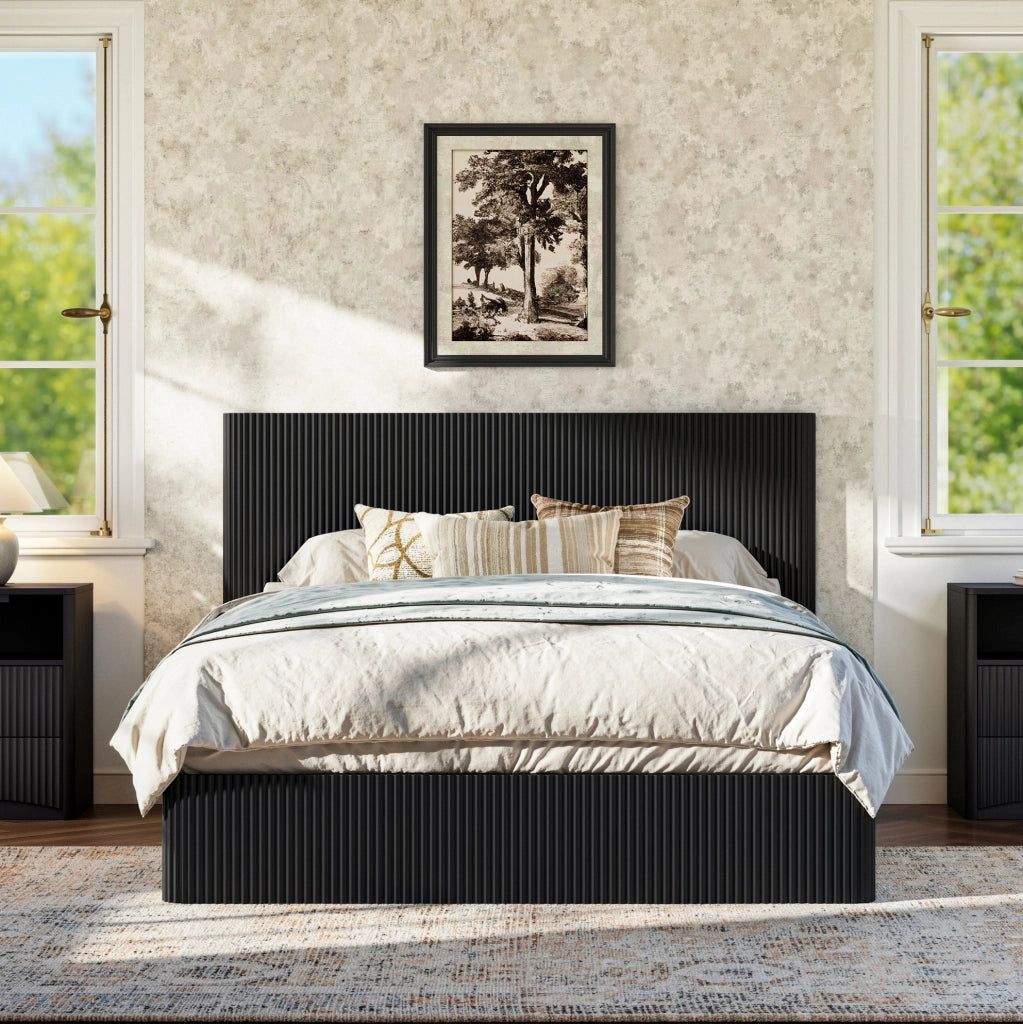 Letto contenitore 160x200 cm nero con sollevamento idraulico