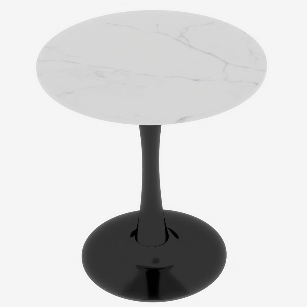 TAVOLO rotondo 70 cm in marmo artificiale nero e bianco