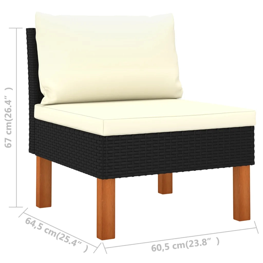 Set Divani da Giardino 6 pz con Cuscini in Polyrattan Nero 3059750
