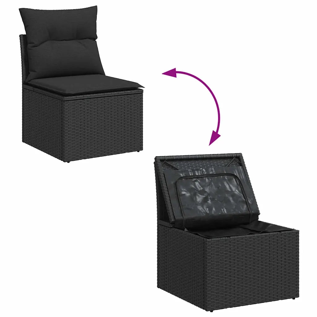 Set Divano da Giardino con cuscino 5 pcs Nero polyrattan 3355692