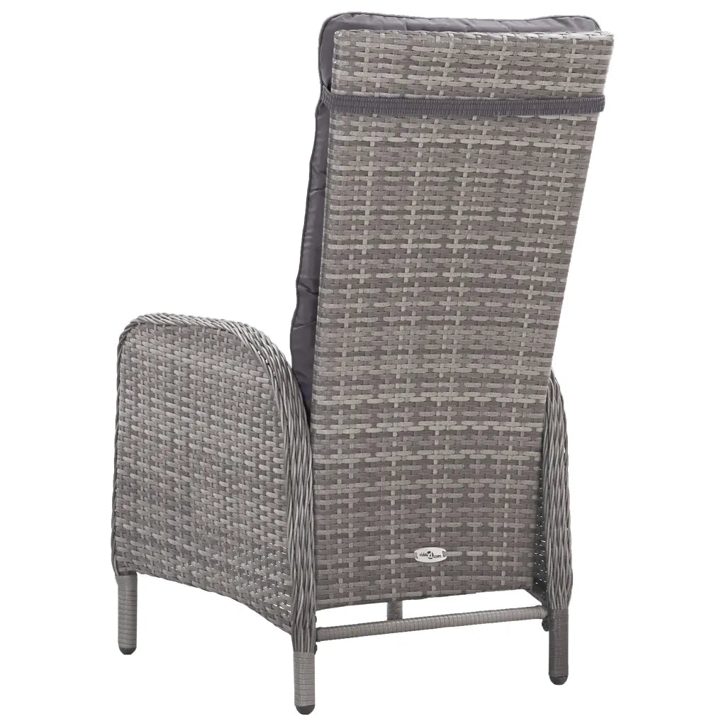Set da Bistrot da Giardino 3 pz in Polyrattan e Vetro Grigio
