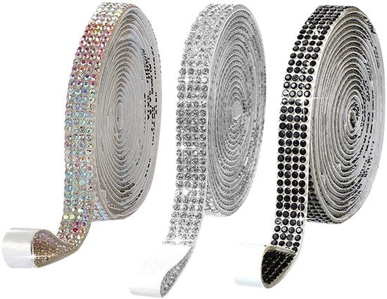 Nastro Decorativo Strass 3 Pezzi - Nastro Autoadesivo Decorativo - Fili Manuali - Adatto per Telefoni Cellulari - Scatole Regalo - Effetti Lucidi - Nastro Decorativo