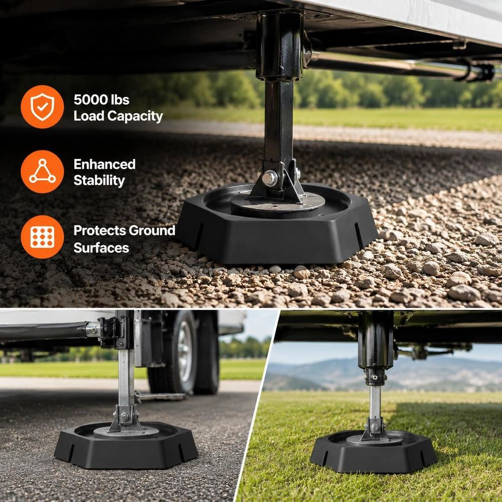 Leveling Pads For RVs, RV Jack Pads, 9 X 228.6 Mm Round Landing Feet, Fixed Jack Stabilizers, Rubber Jack Pads, 2268 Kg Capacity Per RV Jack Pad