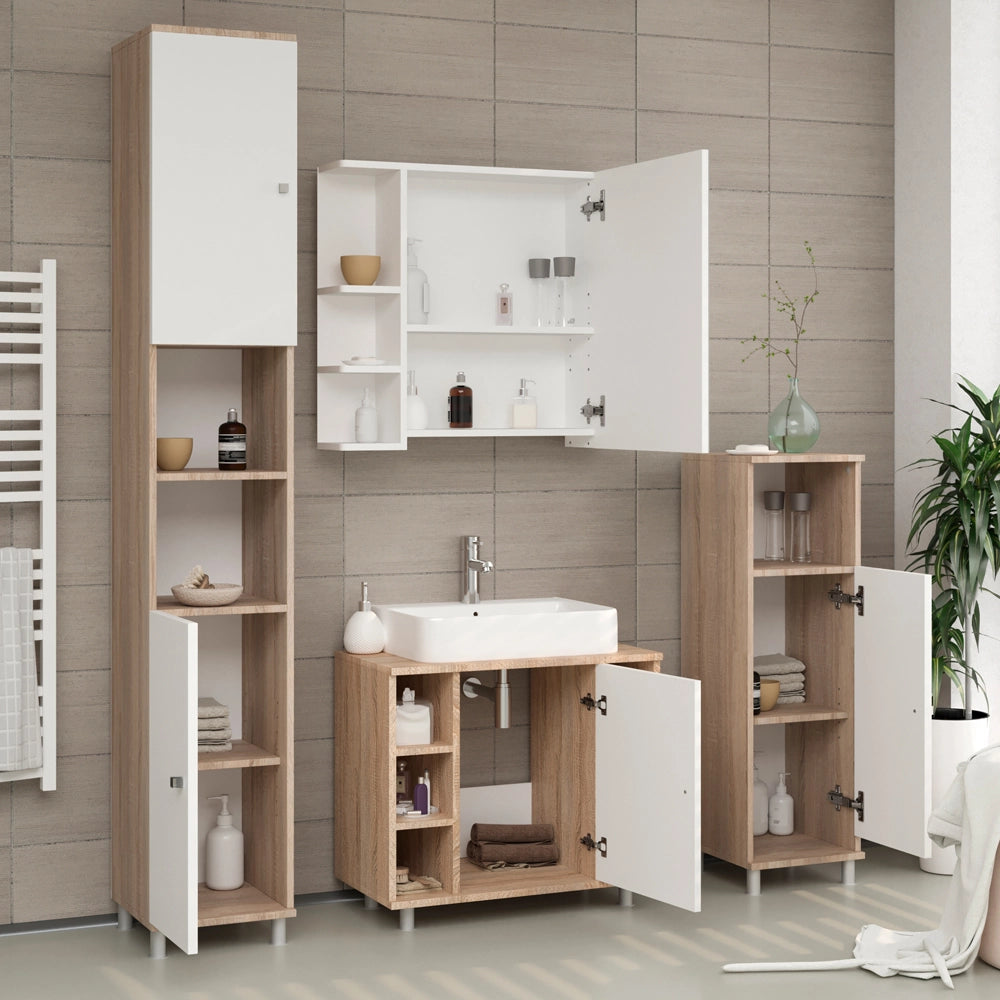 Vicco Set mobili bagno Sonoma 3 parti, con colonna