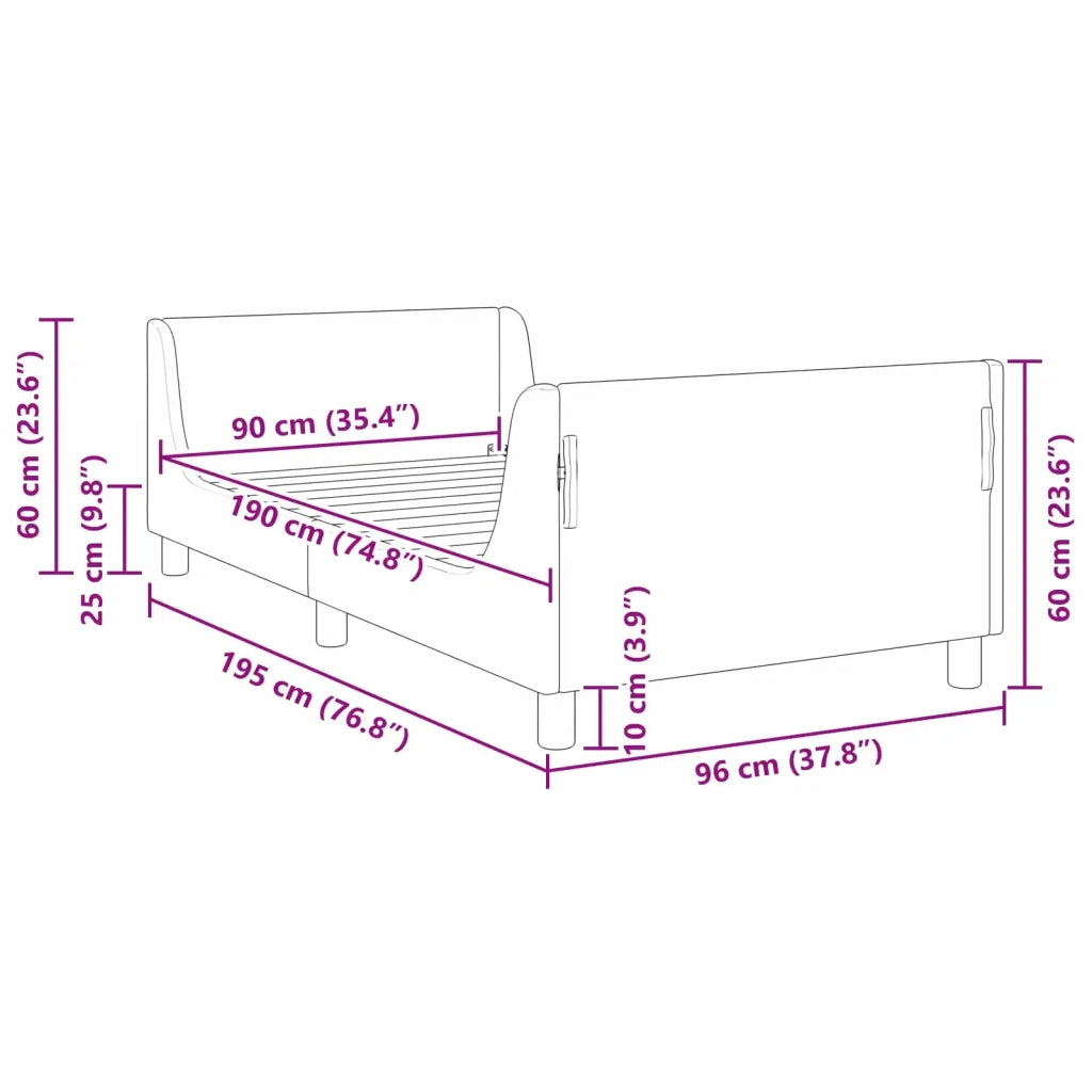Struttura letto bambini con testata Grigio Scuro 90 x 190 cm 42010878