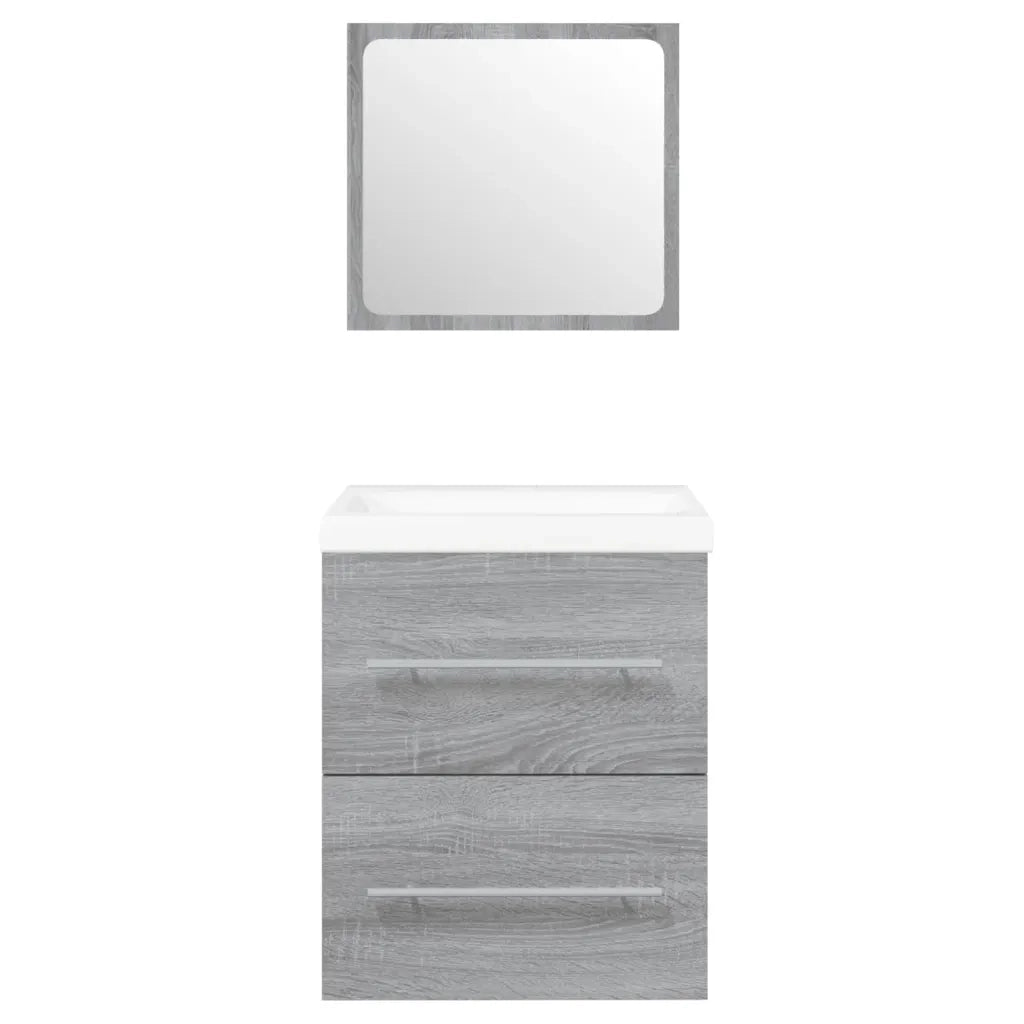 Mobile Bagno e Lavabo Integrato Grigio Sonoma Legno Multistrato