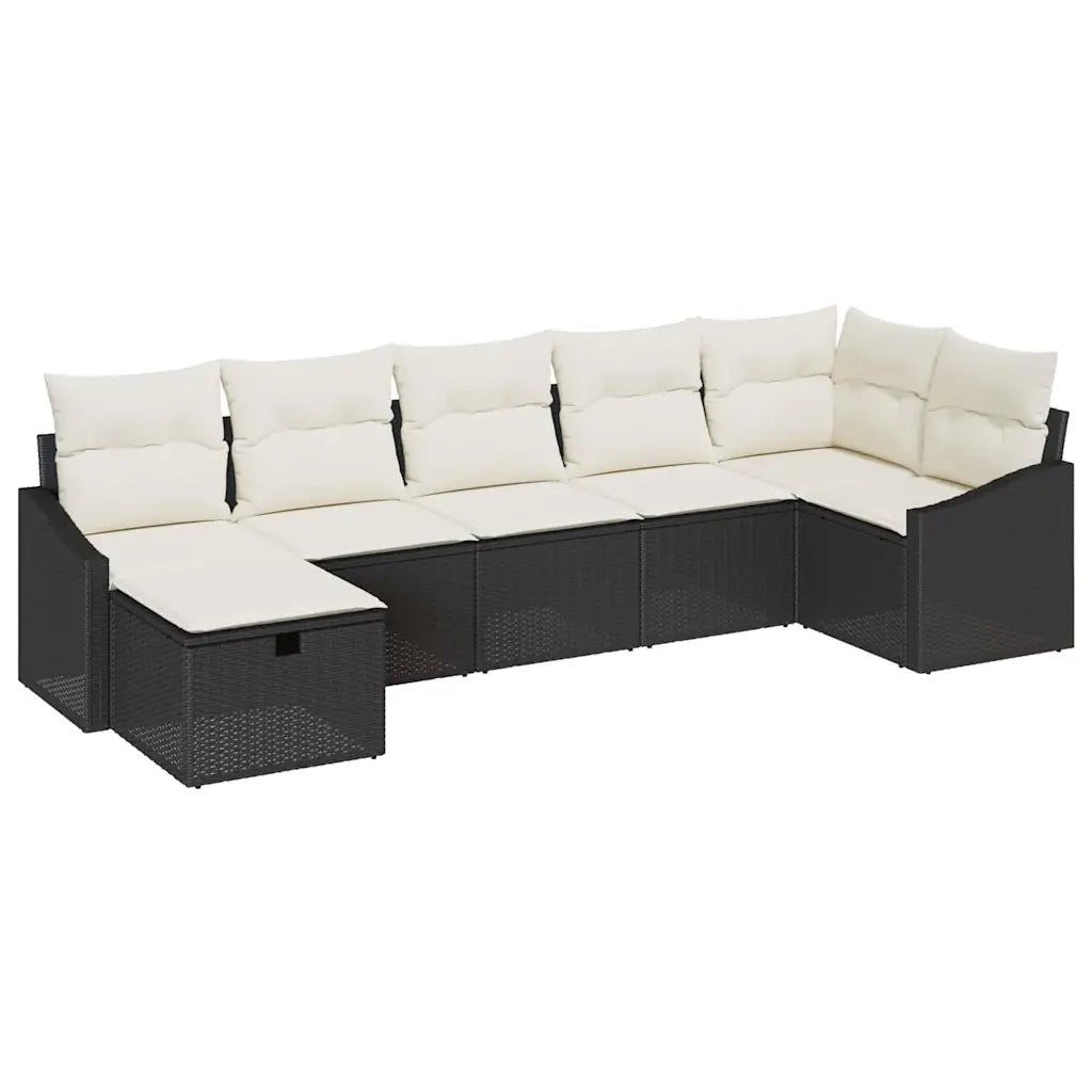 Set di divani con cuscino 7 pcs Nero polyrattan 3359296