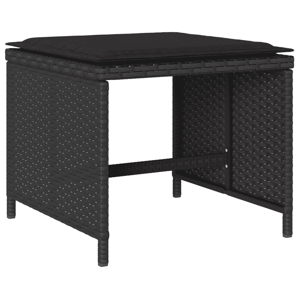 Set da Pranzo da Giardino 17 pz con Cuscini Nero in Polyrattan 3211363