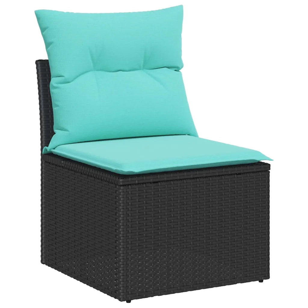 Set Divano da Giardino con cuscino 9 pcs Nero polyrattan 3347746