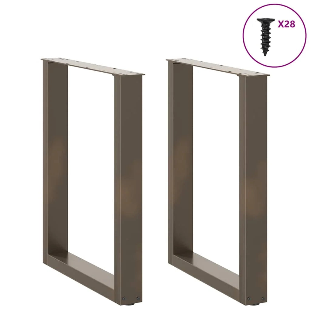 Set di 2 gambe per tavolo da pranzo a forma di U 70 x 72-73 cm design moderno con piedini regolabili acciaio naturale 02_0057427