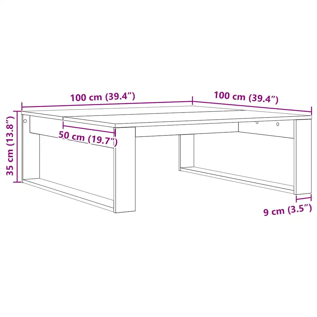 Tavolino da salotto Rovere Nero 100 x 100 x 35 cm 862073
