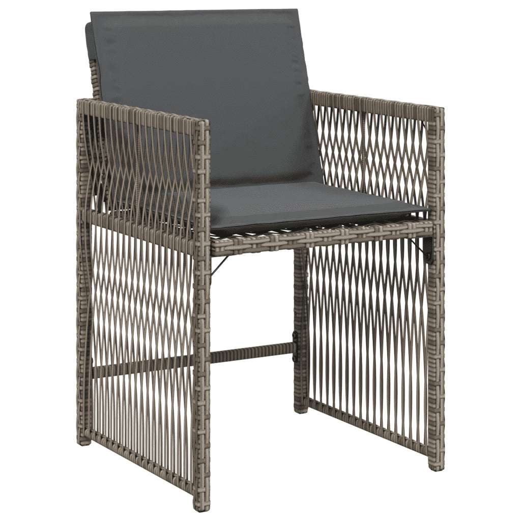 Set da Pranzo da Giardino 17pz con Cuscini Grigio in Polyrattan 3211724