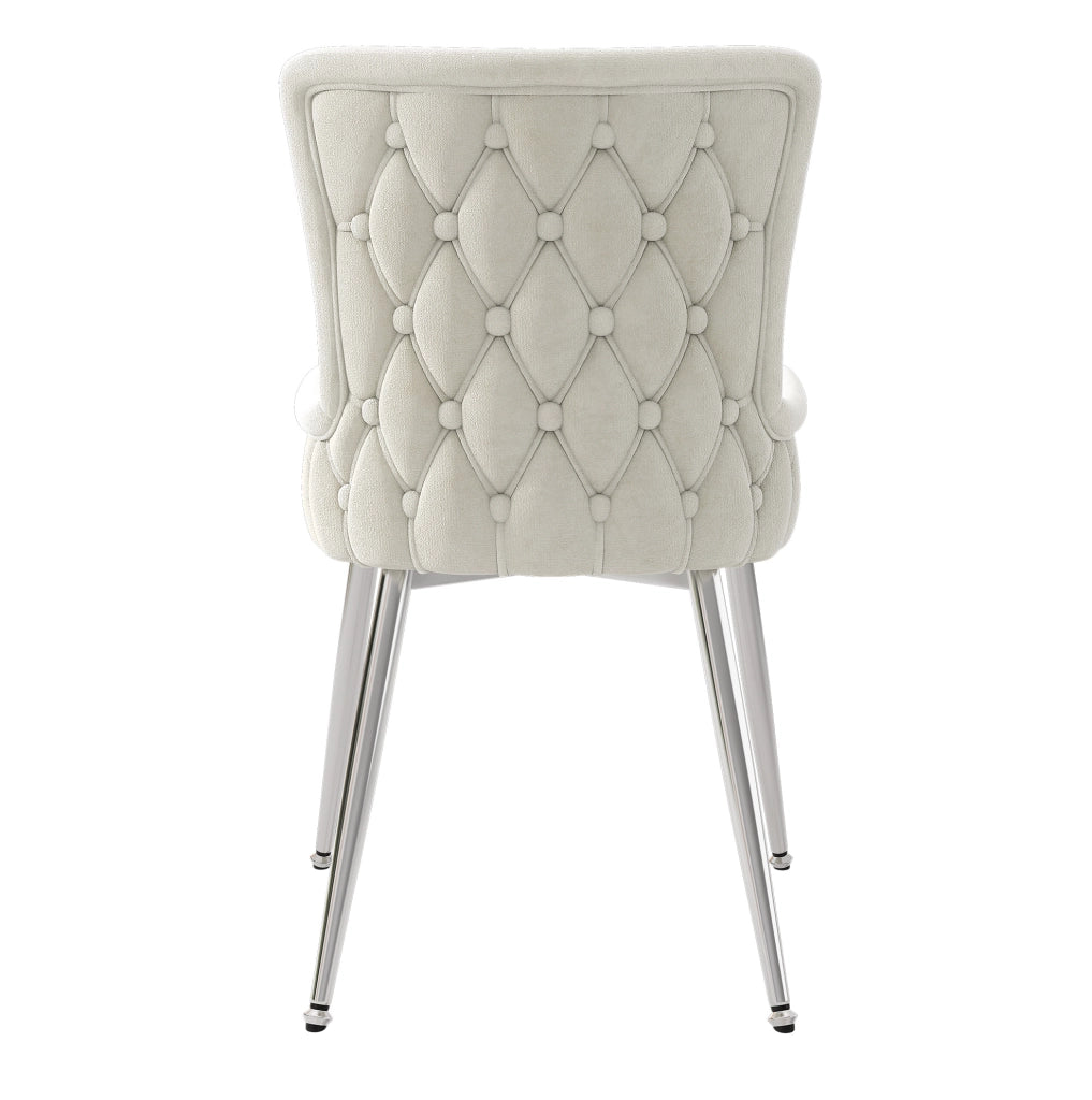 Sedia da pranzo in velluto; set da 2; gambe in metallo; beige