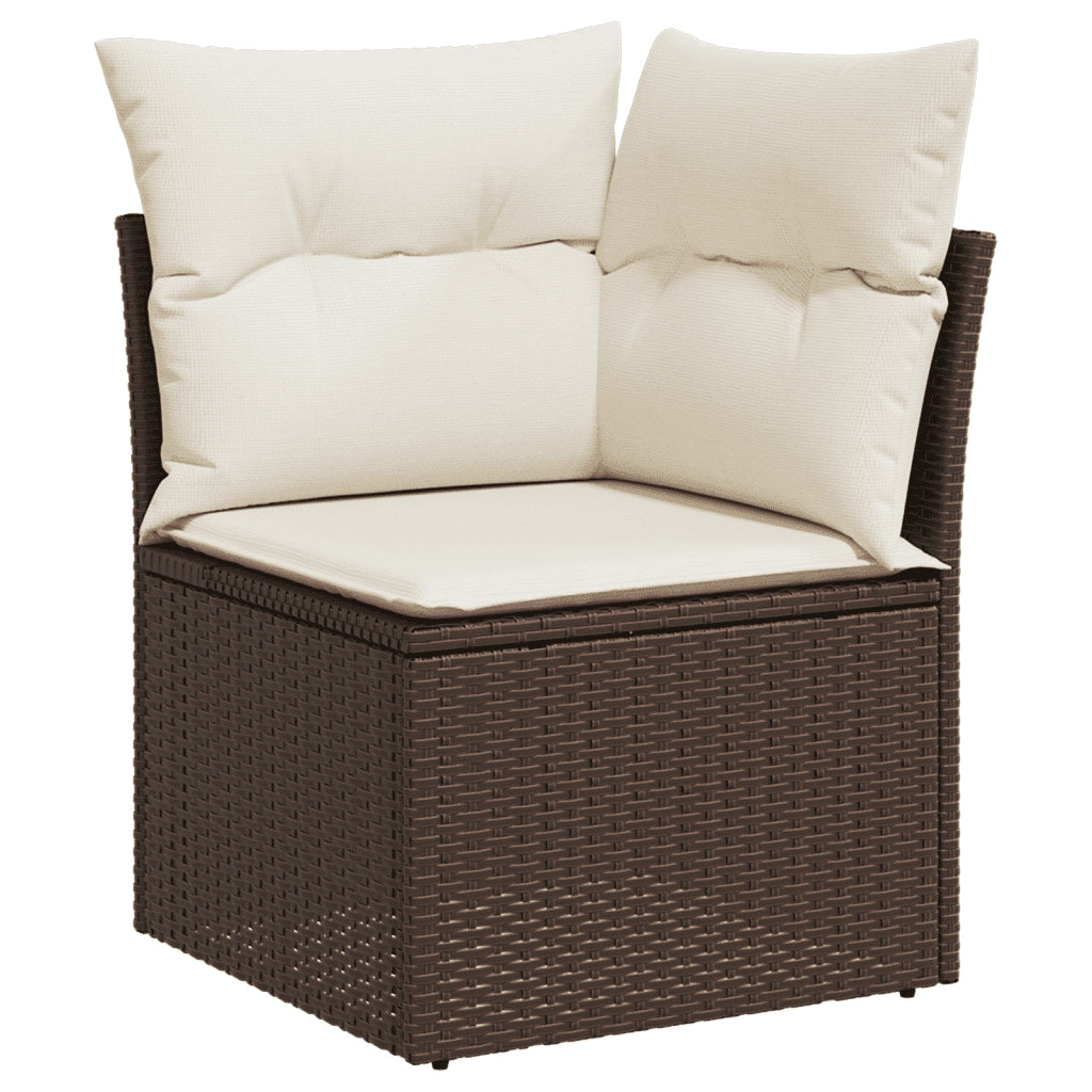 Set Divani da Giardino 9pz con Cuscini Marrone in Polyrattan 3251780