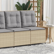 Divano Reclinabile da Giardino con Cuscini Beige in Polyrattan 368976
