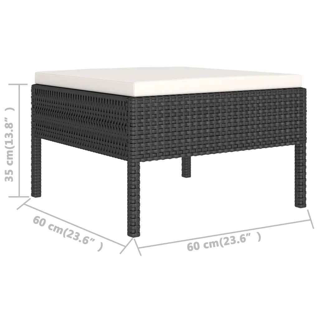 Set Divani da Giardino 7 pz con Cuscini in Polyrattan Nero 3094536