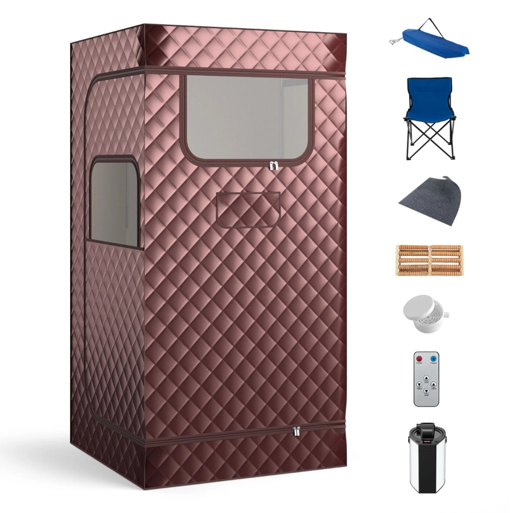 Sauna portatile a vapore per casa con generatore di vapore da 3L telecomando, Box sauna completo 1 posto Caff¨¨-Massaggi e relax