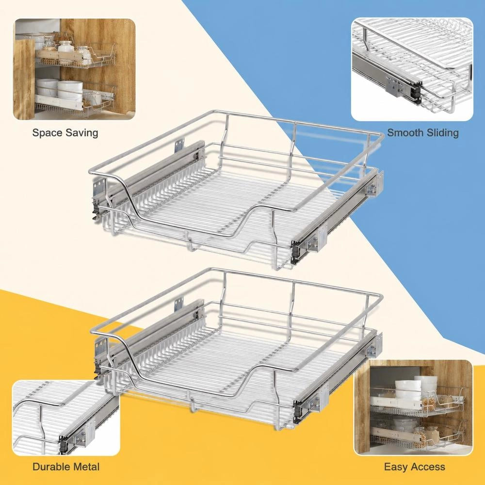 Built-in Drawer Basket Pull-out 2 Pcs. Silver 500 Mm
