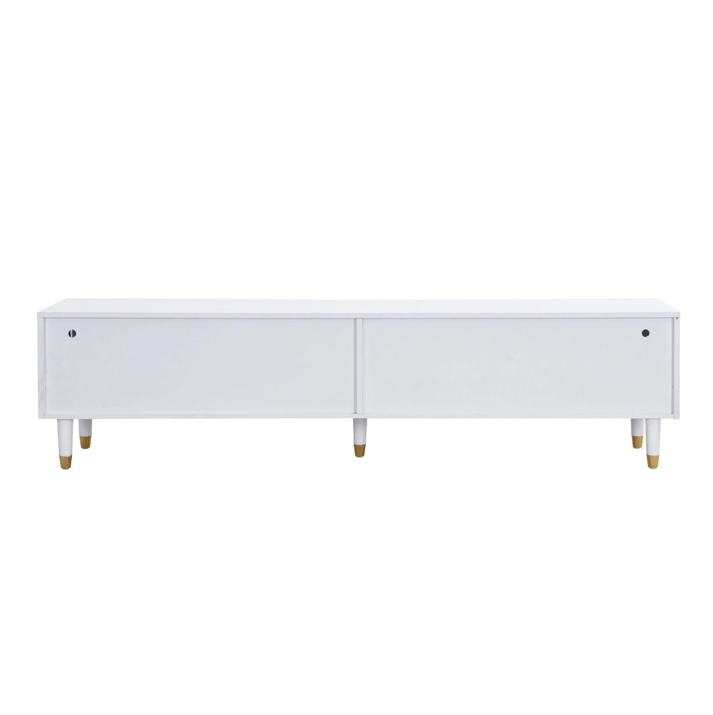 Mobile TV 178x35x45 cm con 4 cassetti e passacavi in MDF e acrilico bianco