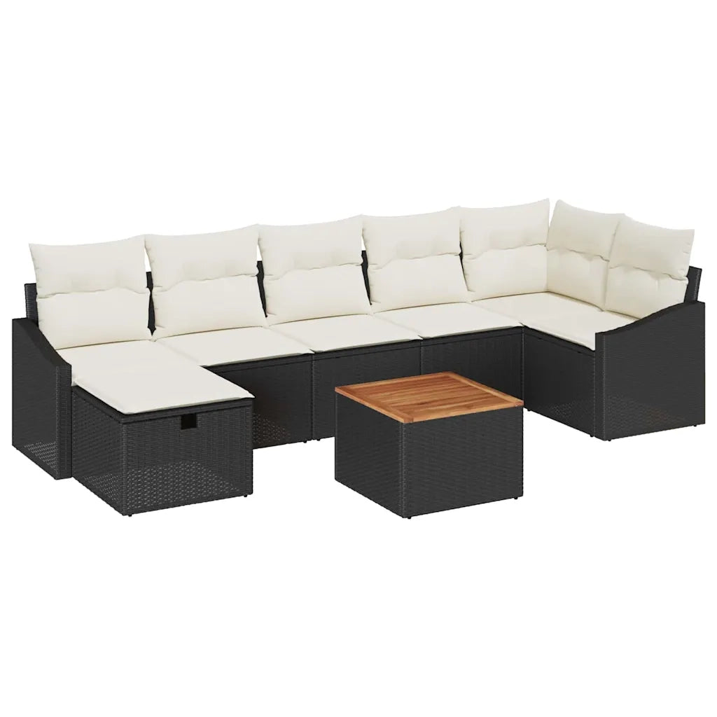 Set Divano da Giardino con cuscino 8 pcs Nero polyrattan 3359572