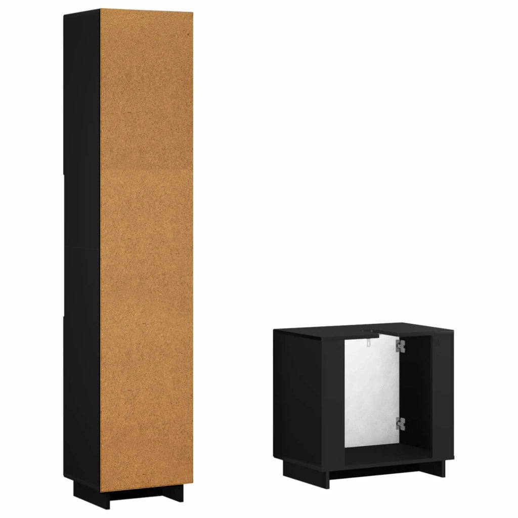 Set mobili da bagno 2 pz Nero Legno ingegnerizzato 3433083