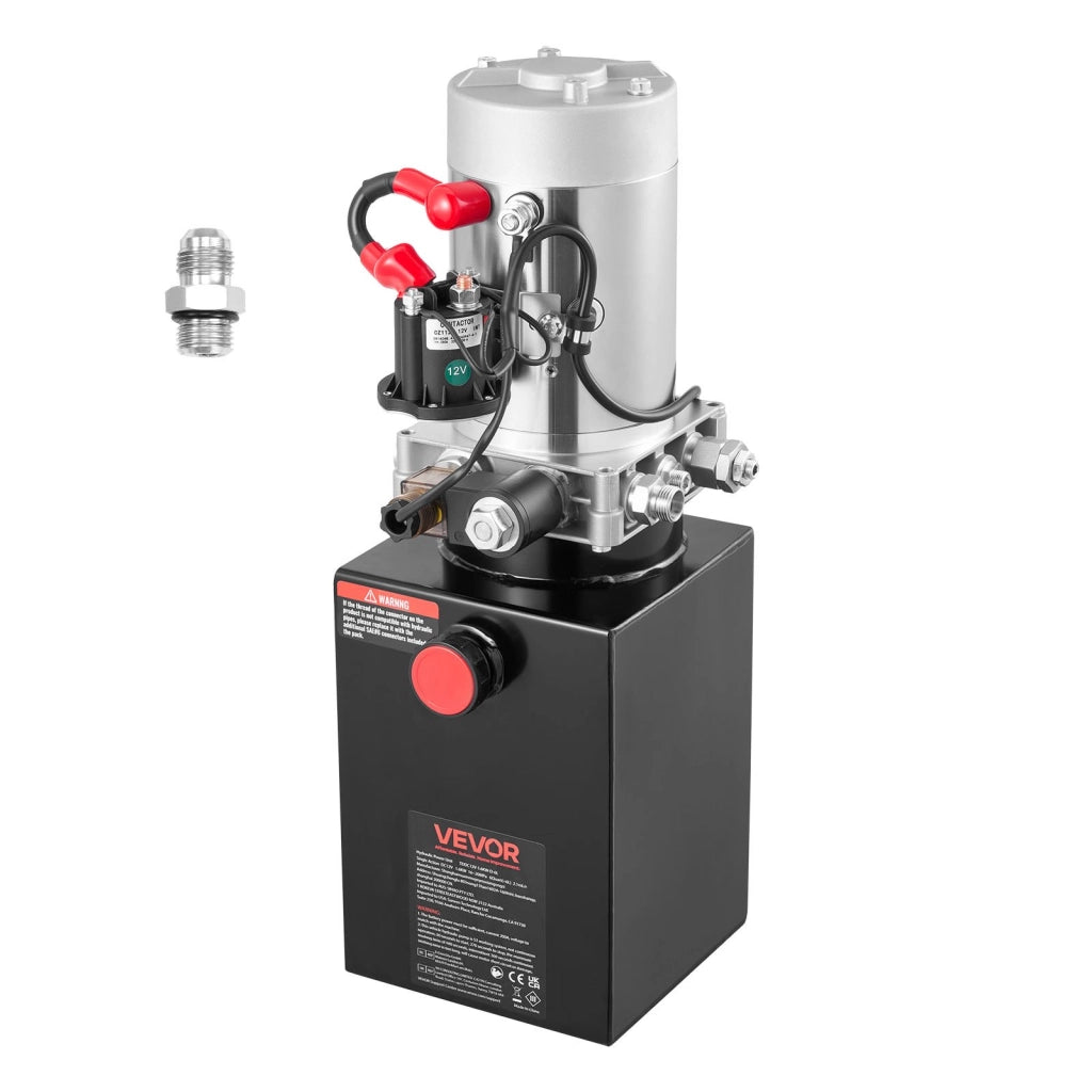 Pompa Idraulica 1600W DC 12V a Singolo Effetto con Serbatoio in Metallo da 1,5 Gal Centralina per Rimorchio Ribaltabile e Officina Garage, Nero