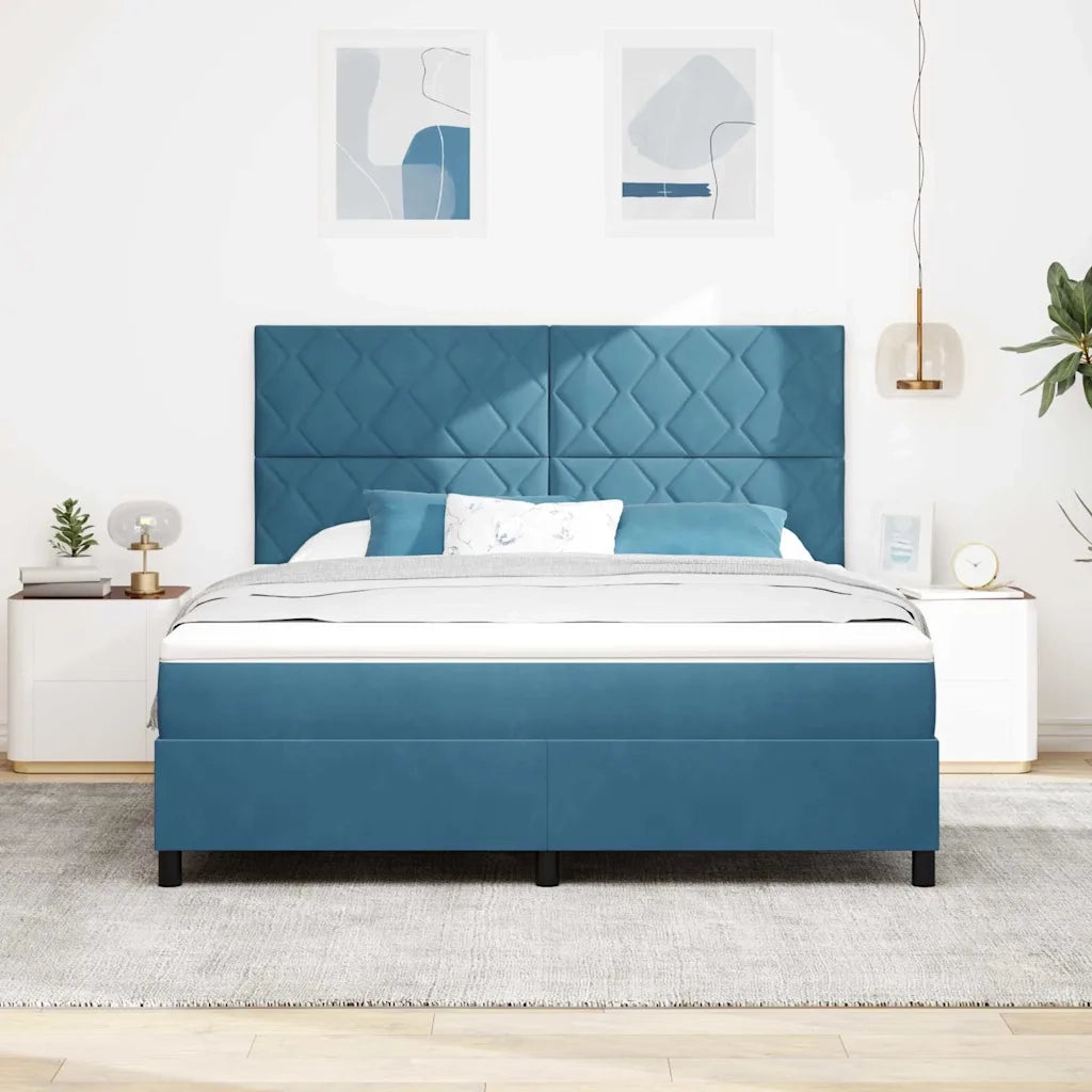 Letto a Sorgente LED Blu Scuro 180 x 200 cm Velluto 3343398